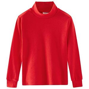 Spring&Gege Klein & groot kindershirt van zacht katoen met lange mouwen en rolkraag, rood, 11-12 Jaar