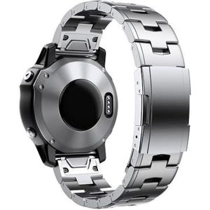 Geschikt for Garmin 22 mm 26 mm Quick Fit titanium metalen horlogeband armband Geschikt for Fenix ​​7X 7 Solar / 6 Pro / 5 Plus/Instinct/Epix Gen2 band (Color : Silver, Size : 26mm Fenix7X 3 3HR)