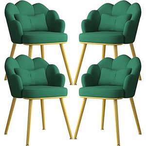 GEIRONV Eetkamerstoelen set van 4, kaptafel make-up stoel moderne lederen keuken slaapkamer trouwkamer balkon bank stoel metalen poten Eetstoelen (Color : Green, Size : 77 * 50 * 40cm)