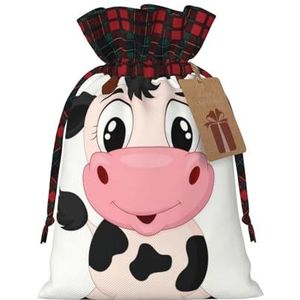 OPSREY Cartoon melk koe gedrukt herbruikbare kerst cadeau verpakking tas trekkoord Gift Bag