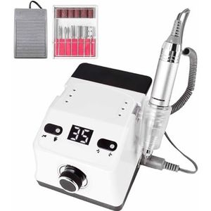 Wit,YXINHONGYUE 35000rpm multifunctionele manicure boormachine-kit, draagbare professionele elektrische nagelset ingebouwde opbergdoos geschikt voor home diy manicure