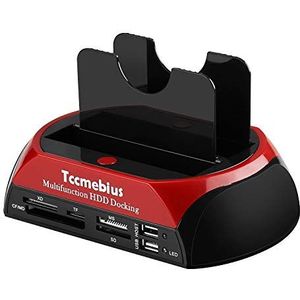 Tccmebius Harde Schijf Docking Station, TCC-S862-DE USB 2.0 Naar 2.5 3.5 Inch SATA IDE Dubbele Slots Externe Behuizing Met Veel-in-1 Kaartlezer en USB 2.0 Hub Voor 2.5 ""3.5"" IDE SATA I/II/III HDD SSD