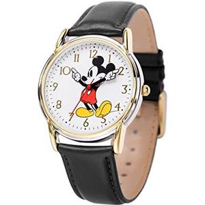 Disney Mannen analoge Japanse Quartz horloge met lederen band WDS001239, Zwart