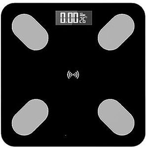 Bluetooth Lichaamsvet Schaal BMI Schaal Slimme Elektronische Weegschalen LCD Digitale Badkamer Weegschaal Balans Lichaamssamenstelling Analyzer Gemakkelijk Te Gebruiken(Black)