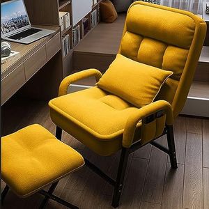 Vrije tijd stoel fauteuil met Ottomaanse, comfortabele lounge stoel fauteuil met taillekussen en metalen poten, voor woonkamer slaapkamer