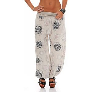 malito dames pofbroek met opdruk| Harembroek om te dansen | Aladdinbroek om te chillen - Vrijetijdsbroek - Pofbroek 7181 (beige)