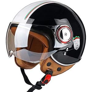 Volwassen Open Helm Motorrijwiel Scooter Adventure Retro Stijl Cruiser Touring Helme Voor Jeugd Mannen Vrouwen, DOT/ECE Goedgekeurd A,XL