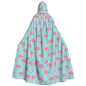 Bxzpzplj Roze Flamingo Print Carnaval Hooded Cape Voor Volwassenen, Heks Vampier Cosplay Kostuum Mantel, Carnaval Feesten