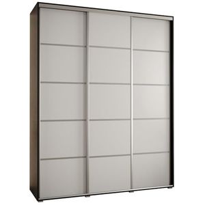 MEBLE KRYSPOL Davos 4 200 Kledingkast met drie schuifdeuren voor slaapkamer - Moderne Kledingkast met kledingroede en planken - 235,2x200x45 cm - Zwart Wit Zilver