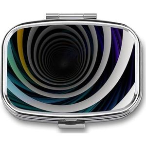 Abstracte Cirkel Swirl Pillendoos 2 Compartiment Vierkante Pillendoos voor Pocket Purse Draagbare Reizen Geneeskunde Tablet Vitamine Houder Organizer Mini Decoratieve Pil Case