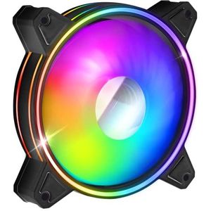 EMPIRE GAMING -PC Gamer Case Fan Mirror 120MM -Hoge Luchtstroom -RGB Adresseerbare LED PWM 3 pin 5 Volt Dual Loop-Quiet-Cooling 12CM-Zwart