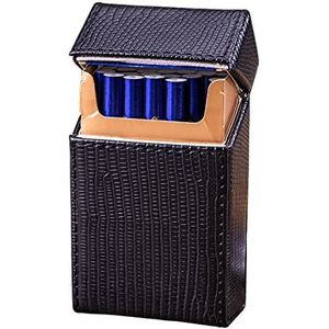 Sigarettenbox van siliconen, geschikt voor een sigarettendoosje in standaardformaat, zwart hagedissenpatroon, sigarettenhoes met magneetsluiting, voor dames en heren, kan 20 sigaretten bevatten