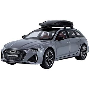 For Audi RS6 Avant Wagon Model Auto Legering Spuitgieten Metalen Geluid En Licht Simulatie Speelgoedauto Model 1:24 (Color : Grey With Box)