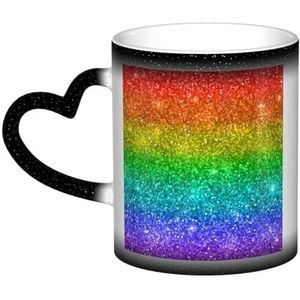 XDVPALNE Multicolor Rainbow Glitter, Keramiek Mok Warmtegevoelige Kleur Veranderende Mok in The Sky Koffiemokken Keramische Cup 330 ml