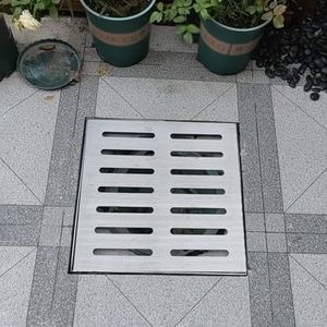 Afvoergoot Strip Gat Afvoer Afdekking voor Tuin, 10x10 20x20 30x30 40x40 50x50 60x60 cm Roestvrijstalen Afvoerrooster met Voet, Buitenafvoerzeef(30cmx30cm(11 3/4""x11 3/4""))