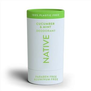 Native plasticvrije deodorant | natuurlijke deodorant voor dames en heren, aluminiumvrij met bakpoeder, probiotica, kokosolie en sheaboter | komkommer & munt