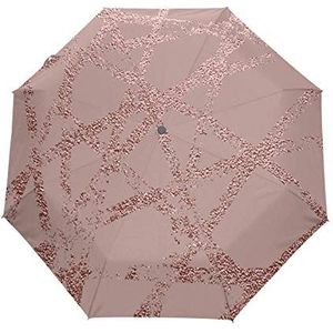 RXYY Rose Marmer Texure Print Vouwen Auto Open Close Paraplu voor Vrouwen Mannen Jongens Meisjes Winddicht Compact Reizen Lichtgewicht Regen Paraplu