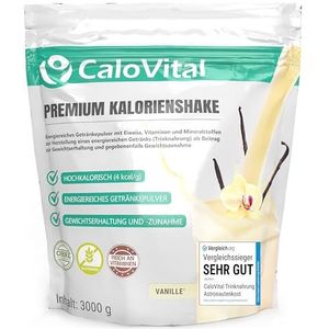 CaloVital Drinkvoeding, hoogcalorisch voor gewichtstoename, koolhydraten en eiwitten als calorieshake, hooggedoseerd met veel vitaminen, premium kwaliteit uit Duitsland, vanille, 3000 g