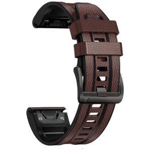 22mm 26mm QuickFit Armband Strap fit for Garmin Fenix ​​6X 6 Pro 7X 7 5 5X Plus 935 945 965 Mk2i Mk2 Lederen Siliconen Smart Horlogeband (Color : Dark brown, Size : Forerunner 955 965)