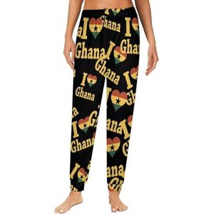 I Love Ghana Damespyjama, loungebroek, elastische tailleband, nachtkleding, broekje, print