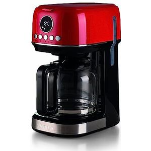 Ariete 1396 Modern filterkoffiezetapparaat, Amerikaanse koffie, capaciteit tot 15 kopjes, verwarmingsvloer, LCD-display, uitneembare en wasbare filter, rood