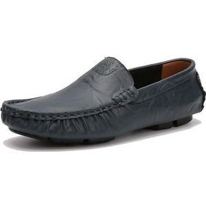 Loafers for heren Eenvoudige effen kleur Rij-instappers PU-leer Lichtgewicht Flexibel Comfortabel Klassiek Outdoor Slip-on (Color : Blue, Size : 38 EU)