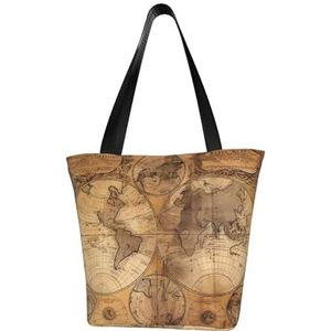 AkosOL Vintage Old World Map Klassiek bedrukt ontwerp, lichtgewicht gewatteerde handtas met grote capaciteit, geschikt om te winkelen, fitness, modieus en gemakkelijk te matchen met het leven, Zwart,