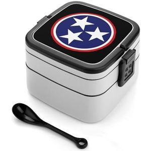 Amerikaanse Tennessee Vlag Bento Lunch Box Dubbellaags All-in-One Stapelbare Lunch Container Inclusief Lepel met Handvat