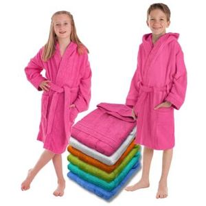 LEBENGOOD - Badjas voor kinderen, uniseks, 100% katoen, Oeko-Tex®, 2 zakken, riem, capuchon, badjassen van zeer zacht pluche, voor jongens, meisjes, jongeren, Regulable