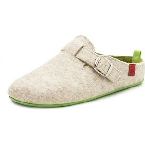 Andrés Machado - Sloffen Jongens/Meisjes - VAL - unisex pantoffels - wol en vilt/uitneembare binnenzool - Wit Groen EU 40