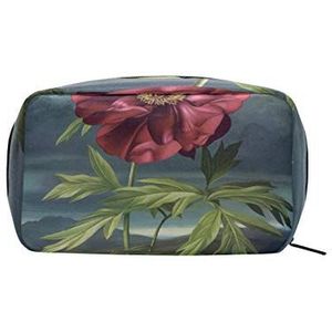 MONTOJ olieverfschilderij rode bloem make-up ritszak cosmetische zakken