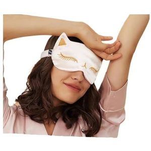 Zijden slaapmasker oog imitatie zijden ogen cover gladde vos reizen ontspannen ooglapjes (roze schaduw)