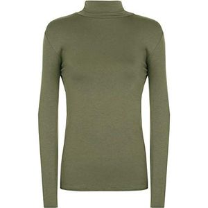 FAIRY TRENDZ LTD Nieuw Dames Polo Hals Jumper Stretch Lange Mouwen Vrouwen Plain Top Jumper 8-26, kaki, 38/40 NL