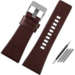 YingYou Echt Lederen Horlogeband Compatibel Met Diesel DZ7396DZ1206 DZ1399 DZ1405 Horlogeband Litchi Grain 22 24 26 27 28 30 32 34mm Band Armband(Color:Brown silver clasp,Size:22mm)