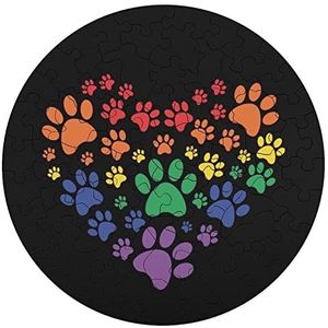 Regenboog Hond Poot Hart Dier Vormige Jigsaw Puzzels Leuke Houten Puzzel Familie Puzzel Geschenken 68