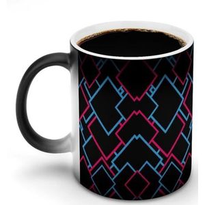 Abstracte Mok 12oz van de Kunst Vierkante Ceramische Koffie van de Kleuren Veranderende Mokken Brede Handvat Hittegevoelige Verkleuring Koppen