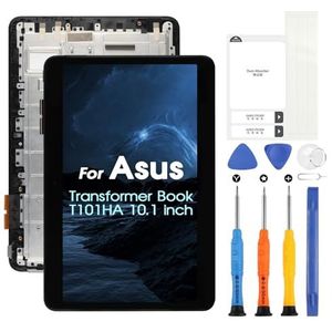 Asus Transformer Book T101HA LCD-scherm, vervangend scherm voor Asus T101HA T101H T101HD 10,1 inch LCD-display Digitazer Full Assembly met reparatieset, zwart met frame