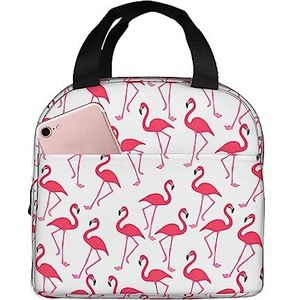 SUHNGE Roze Flamingo Patroon Print Geïsoleerde Lunch Tas Rolltop Lunch Box Tote Tas voor Vrouwen, Mannen, Volwassenen en Tieners