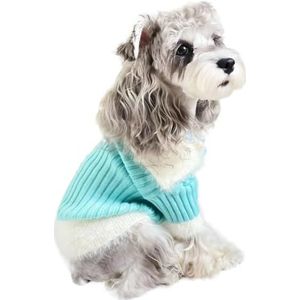 Huisdierjas Warme Chihuahua Hond Kattenkleding Bontkraag Honden Puppyjas Trui Outfits Kleding for kleine hondenmopshond (Color : B2245 Blue sweater, Size : M)