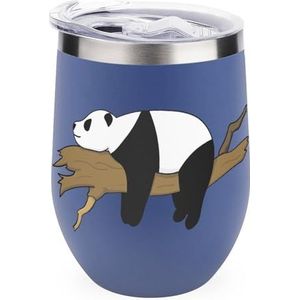 A Lazy Panda Herbruikbare Koffiekopjes Roestvrij Staal Geïsoleerde Reismok Dubbelwandige Wijn Tumbler Blauw-stijl