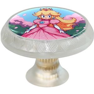 XYMJT Voor Princess Peach Set van 4 Clear Knoppen Kast Garderobe Lade Trekt Dressoir Handgrepen met Schroeven Woondecoratie