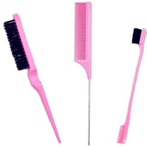 3 stks/partij Dubbelzijdige Rand Controle Haar Kam Haar Styling Haarborstel Accessoires Nieuwe Borstel Kam Styling Partitie Kam (Maat: Roze)
