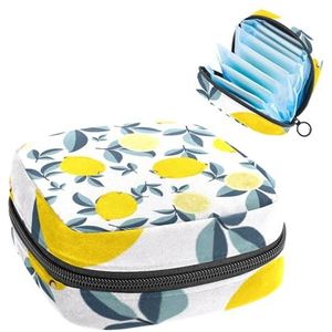 Opbergtas voor maandverband, menstruatiekit tas voor school, menstruatiecup zakje, maandverband organizertas, aquarel gele citroenvruchten