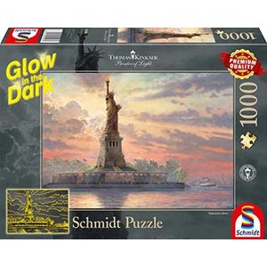 Schmidt - SCH-59498 - Statue of Liberty in the twilight,1000 stukjes Puzzel - vanaf 12 jaar - steden en bouwwerken puzzel - van Thomas Kinkade