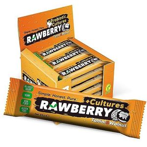 RAWBERRY Probiotic Tahini walnoot toegevoegd suikervrij veganistisch glutenvrij noten bar (15 stuks in doos)