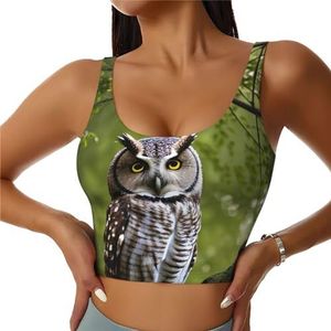 Uil Boomtakken Print Comfortabel Vrouwen Sport Vest Yoga Workout Vest Voor Vrouwen Lichtgewicht Zomer, Zwart, S