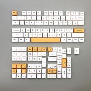 QPSJXN 125 PBT KeyCap XDA-Profiel KleursubEngels en Japanse aangepaste Keycaps MX Switch Mechanische Gaming Toetsenborden (Honey Milk US)