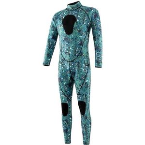 Neopreen pak voor onderwatervissen, duiken, surfen, snorkelen, kajakken, camouflage, voor volwassenen, full-body pak (groen, S)