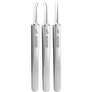 3 Stks Zilver Professionele Mee-eter Pincet Professionele Facial Mee-eter Remover Pincet Precisie Extractor Acne Removal Kit Puistje Popper Gereedschap