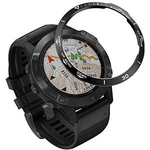 Yikamosi Roestvrij staal Bezel Ring Compatibel met Garmin Fenix 6X/6X Pro Watch, Bezel Ring Adhesive Cover Anti Scratch & Collision Protector voor Garmin Watch Accessory(Black-2)